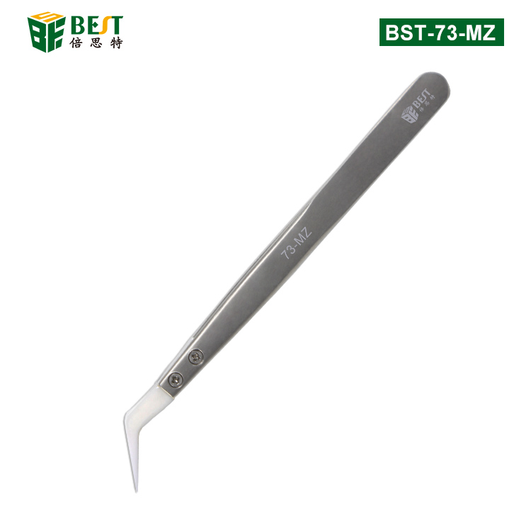 BST-73-MZ 陶瓷頭不銹鋼鑷子 陶瓷彎鑷子不銹鋼手柄 耐酸 耐高溫?zé)o感鑷子