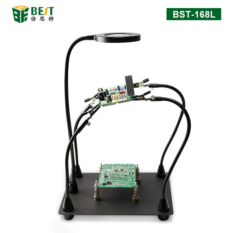BST-168L 焊接放大鏡 臺(tái)式手機(jī)電路板維修專用輔助夾具 帶燈照明工作臺(tái)燈
