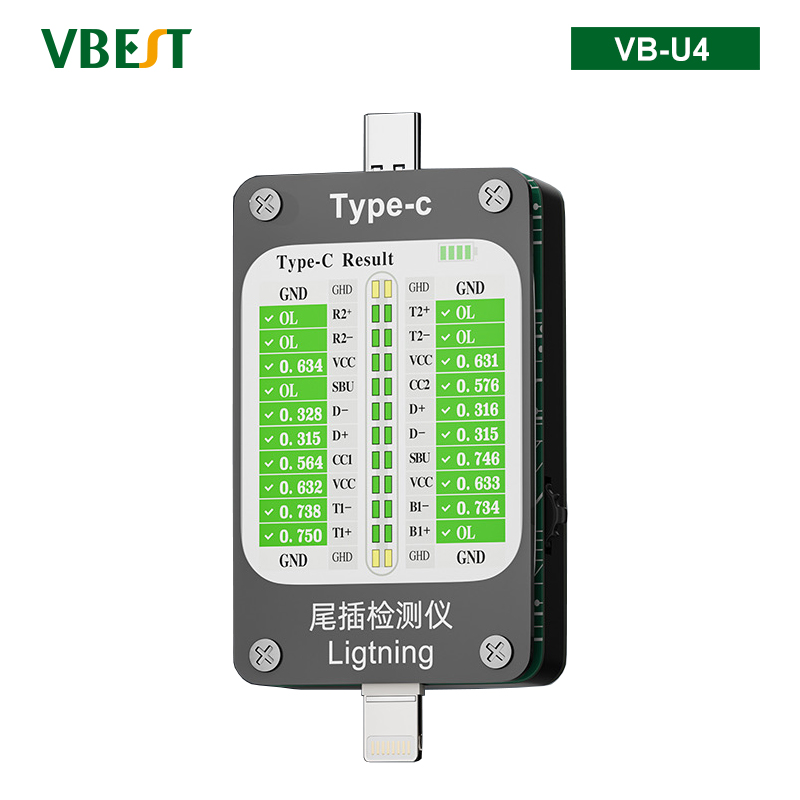 VB-U4 全自動(dòng)尾插檢測(cè)儀 免拆手機(jī)充電排線尾插測(cè)試儀 雙接口超長待機(jī)智能測(cè)試蘋果安卓手機(jī)平板電腦